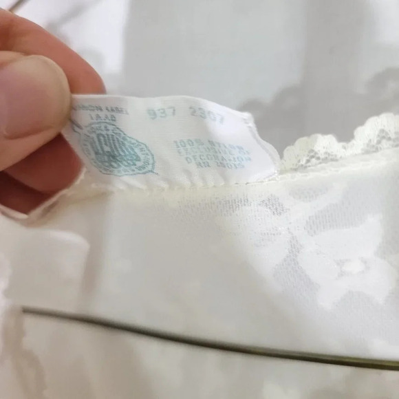 Vintage Miss Siren Peignoir Gown Robe Set Beige Nylon Chiffon Sheer Lace Small - Picture 6 of 11